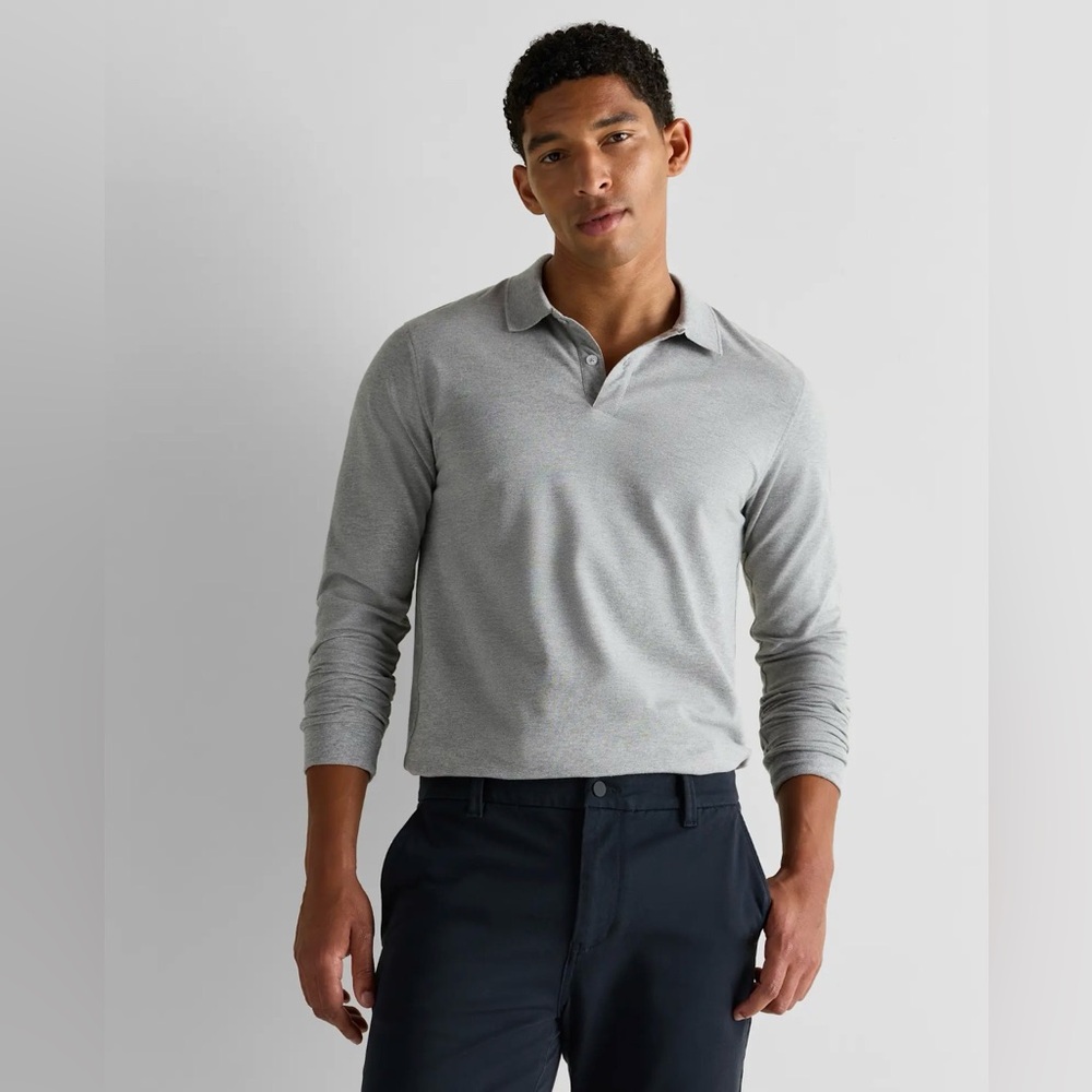 Quince Organic Cotton Long Sleeve Pique Polo (Men’s XXL)
